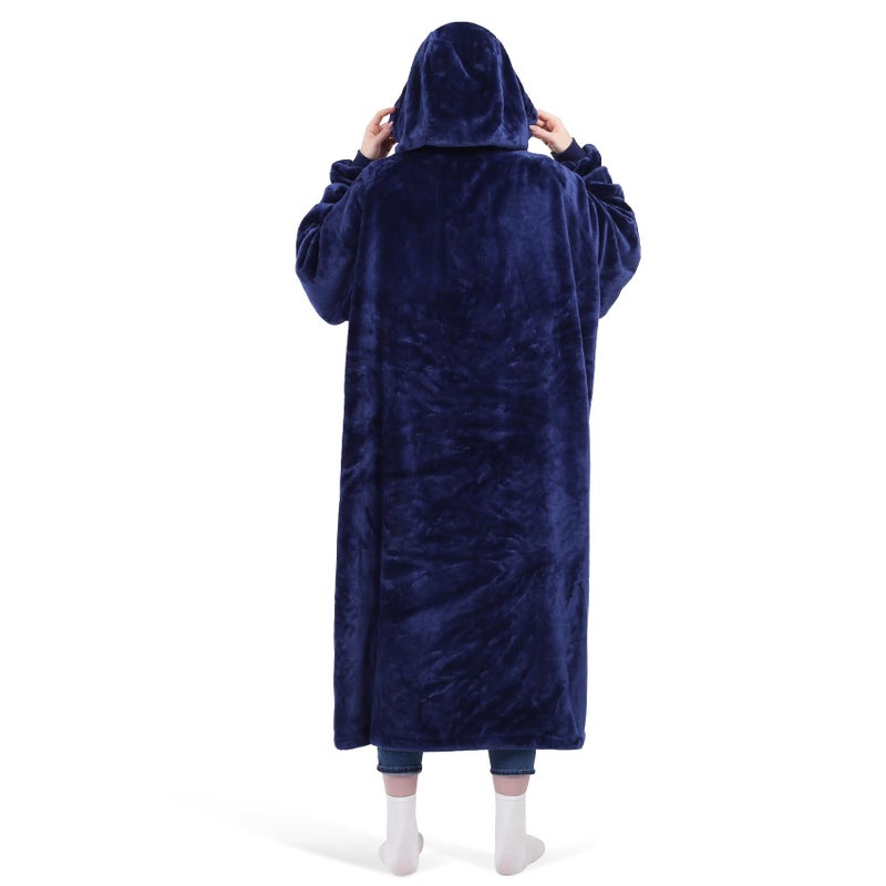 KPBLIS Wearable Blanket Hoodie Gifts for Women Men, Cozy Hoodie Blankets Sweatshirt Christmas Birthday Gifts for Women Mom Wife, Warm Fleece Hooded Blanket with Sleeves for Adults, Navy - Image 2